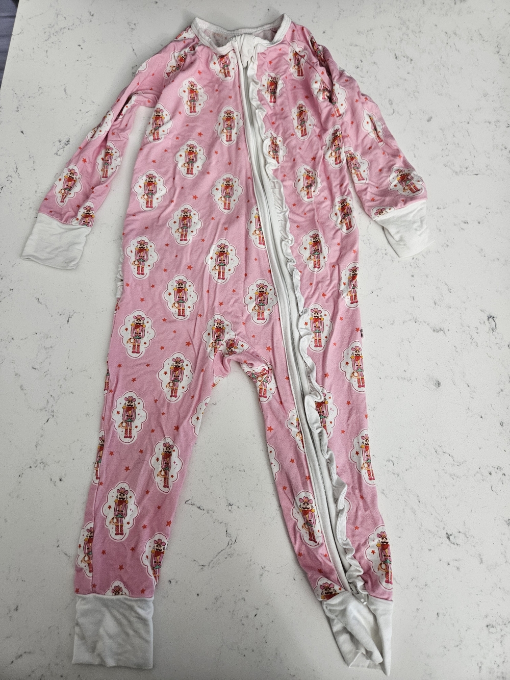 Rainbow Pink Nutcracker Print Kids One-Piece Footie